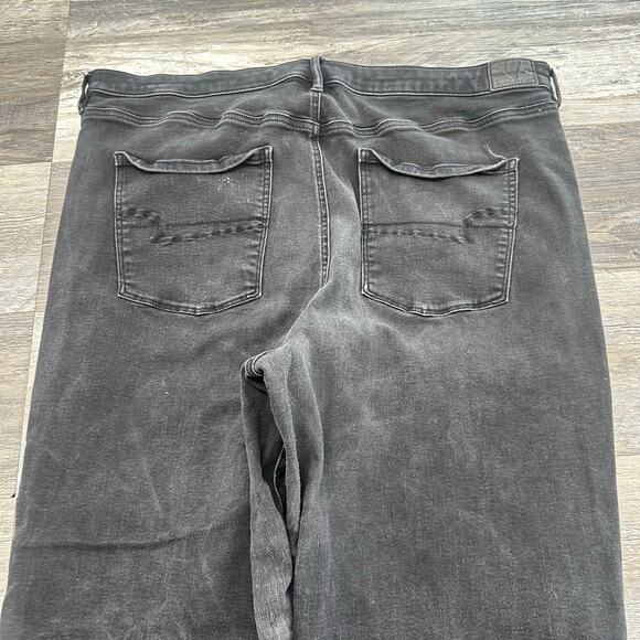 American Eagle Black Women 24 Exposed Buttonfly Wide Flare Leg Bell Jeans 42" - Picture 2 of 14